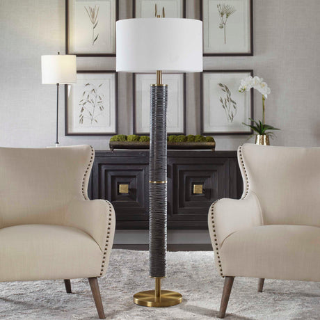 Summit Rustic Floor Lamp - Black / White by Uttermost - View 3