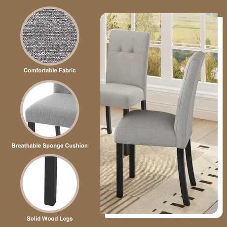 6 Piece Modern Dining Table Set, 63' Faux Marble Dining Table with Geometric Legs & 4 Upholstered Chairs & 1 Bench, Suitable for Dining Kitchen Room,Easy to Assemble, Black + Gray - sold by Home Elegance USA