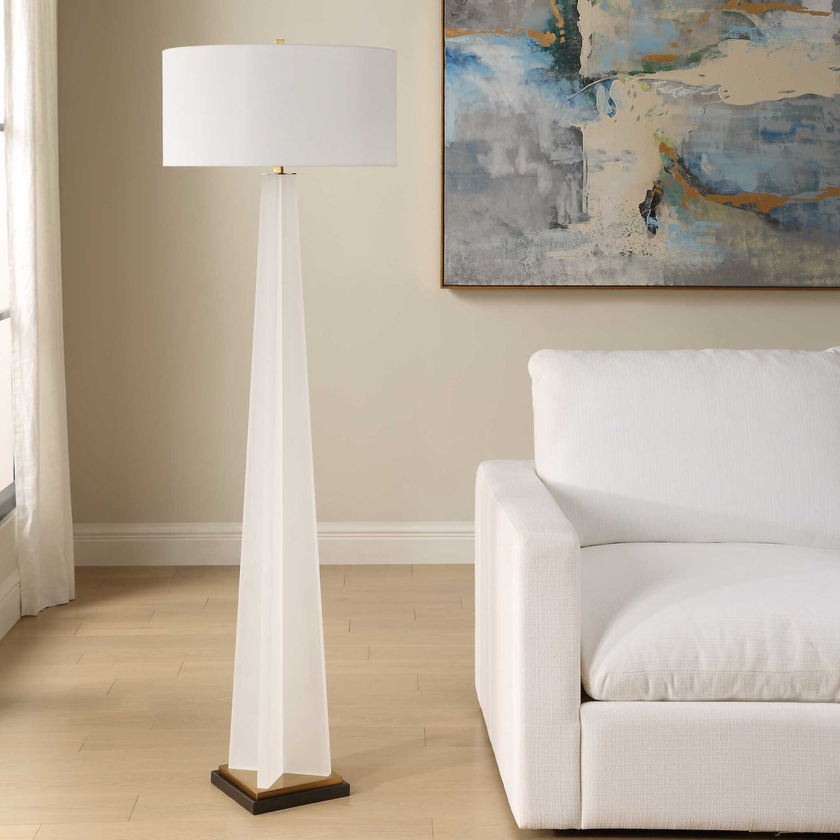 Rosin Floor Lamp - White by Uttermost - View 3