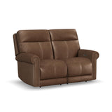 Alexander Power Reclining Loveseat With Power Headrest & Lumbar - Khaki Brown | Flexsteel