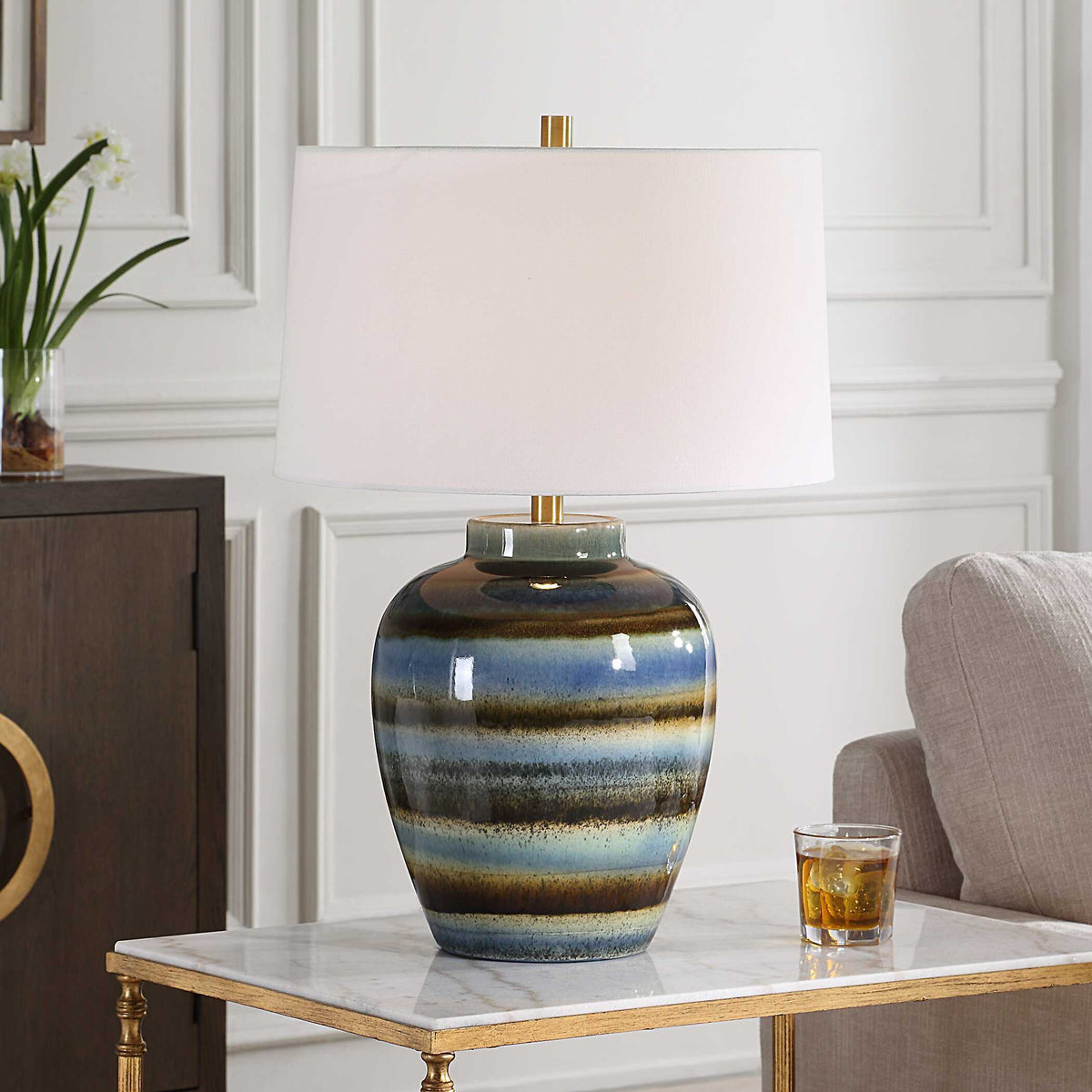 Judarn Table Lamp Blue / Brown - Blue / Dark Brown by Uttermost - View 2