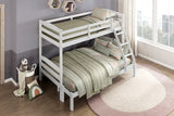 Twin over Full Bunk Bed with Guard Rails 1pc Sturdy Wood Frame White Finish Youth Bedroom Furniture - sold by Home Elegance USA
