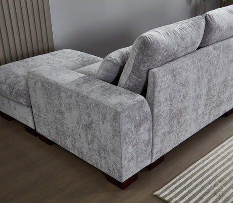 Modern Sectional Sofa Couch with Console,USB Charging Port,Reading Light,Cup Holder, Light Grey - sold by Home Elegance USA