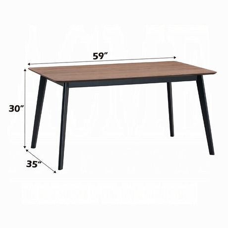 Contemporary 5pc Dining Set Black and Walnut Finish Table and 4 Side Chairs Padded Seat Wooden Kitchen Furniture - sold by Home Elegance USA