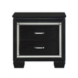 Glamourous Black Finish 1pc Nightstand 2x Dovetail Drawers Faux Alligator Embossed Fronts Bedroom Furniture