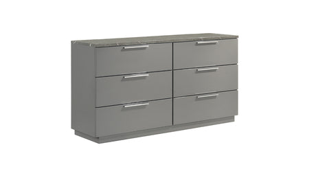 Elara Queen 4-Piece Set – Two-Tone High-Gloss Marble & Lacquer Finish with LED Lighting, Metal-Finished Legs- Gray (CA Inventory) - sold by Home Elegance USA