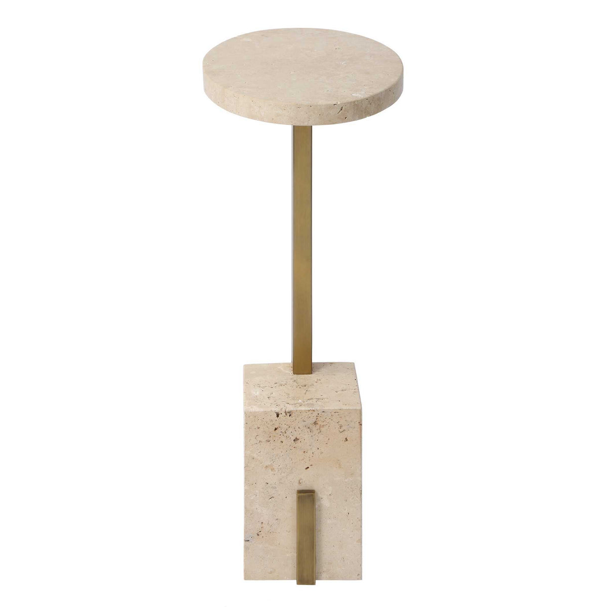 Feranno Travertine Accent Table Brass - Gold by Uttermost - View 5