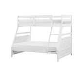 Bunk Bed Twin Over Full White Finish Sturdy Wood Frame Guard Rails Youth Bedroom Furniture 1pc - sold by Home Elegance USA