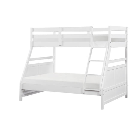 Bunk Bed Twin Over Full White Finish Sturdy Wood Frame Guard Rails Youth Bedroom Furniture 1pc - sold by Home Elegance USA