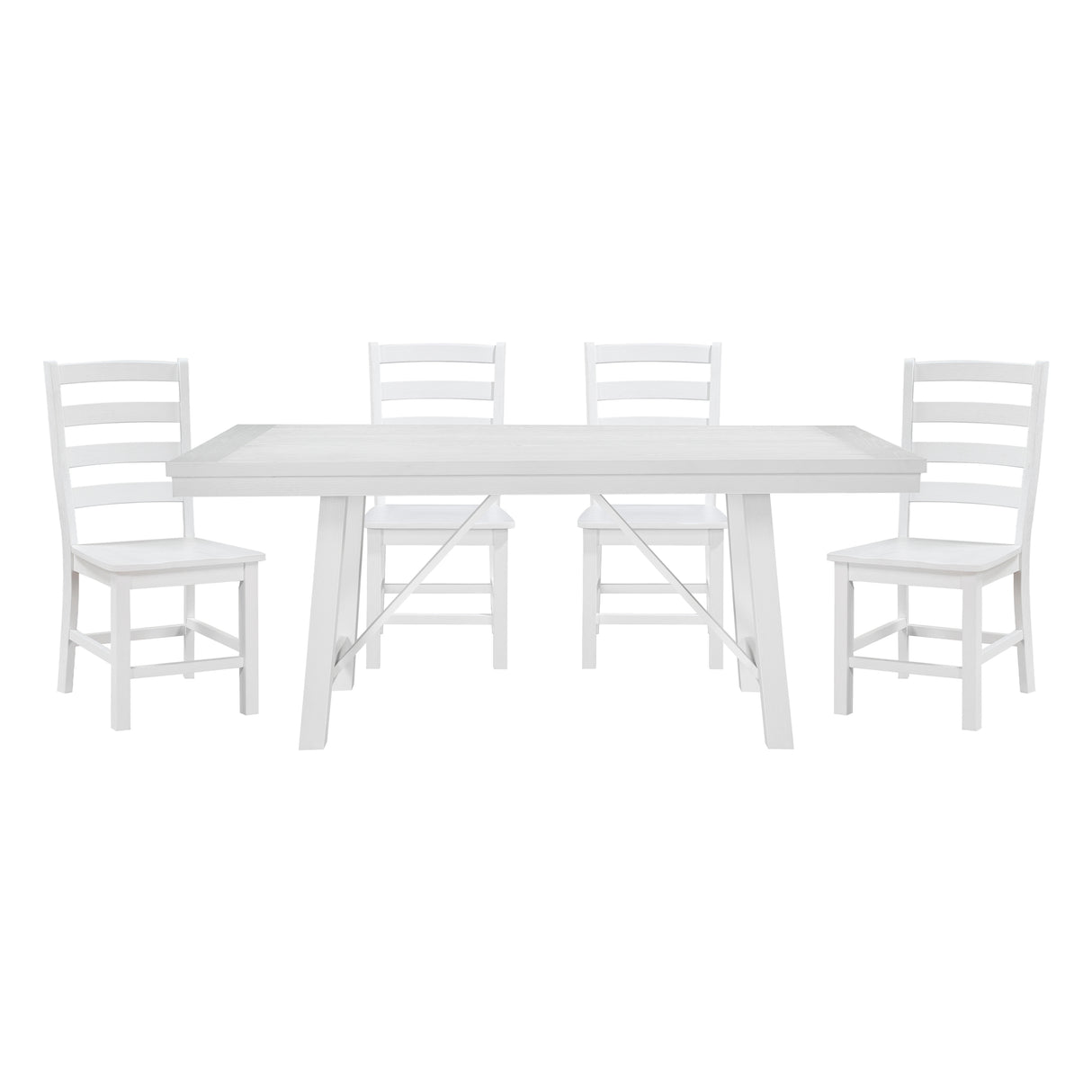 Modern Contemporary White Finish 5pc Set Dining Table and 4 Side Chairs Set Wooden Kitchen Dining Furniture Casual Style