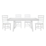 Modern Contemporary White Finish 5pc Set Dining Table and 4 Side Chairs Set Wooden Kitchen Dining Furniture Casual Style