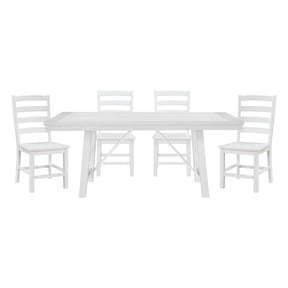 Modern Contemporary White Finish 5pc Set Dining Table and 4 Side Chairs Set Wooden Kitchen Dining Furniture Casual Style - sold by Home Elegance USA