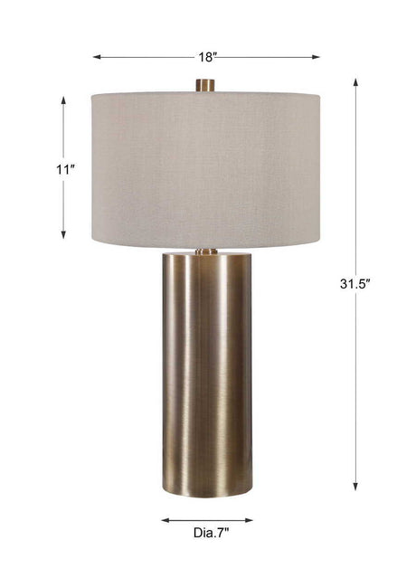 Taria Table Lamp Brushed Brass - Light Brown / Beige by Uttermost - View 8