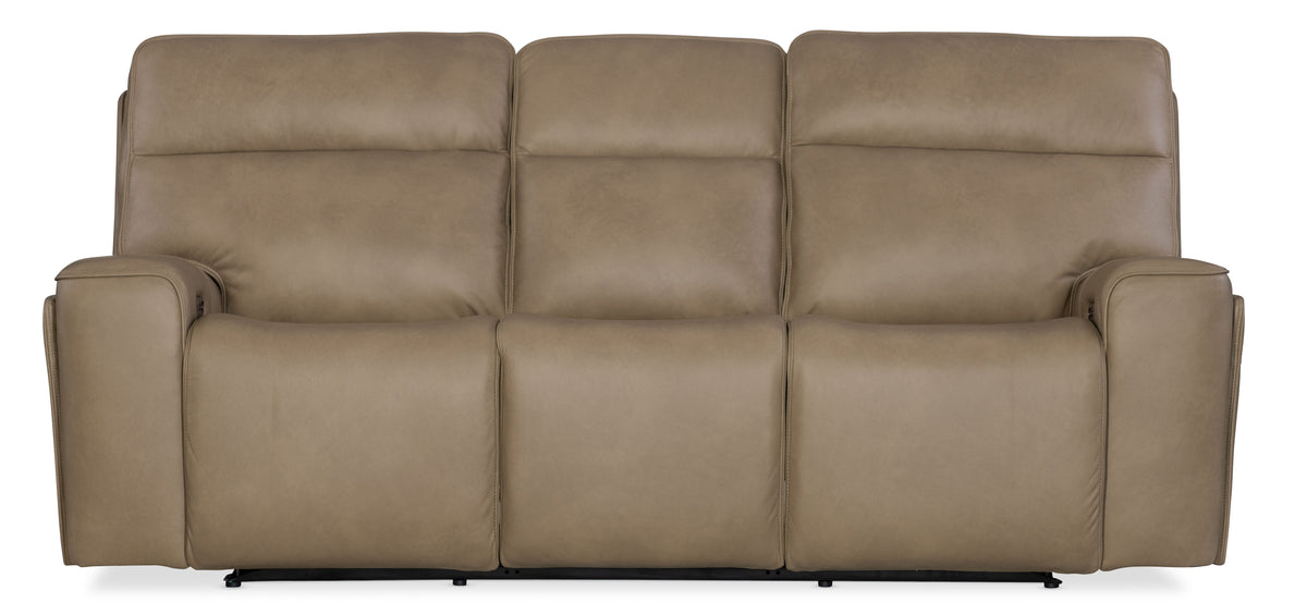 Riverton Power Sofa With Power Headrest/Lumbar - Light Brown by Hooker Furniture - View 1