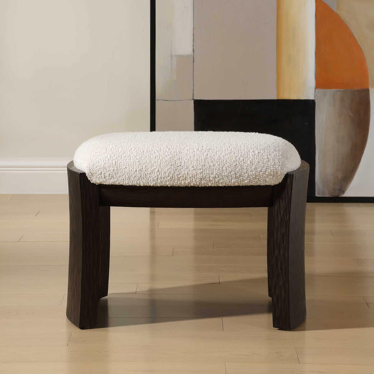 Port Small Bench Walnut / White - White / Dark Brown by Uttermost - View 2