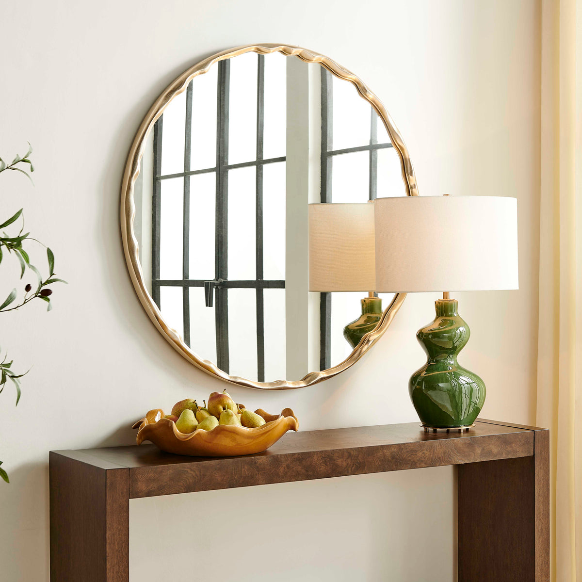 Crinkle Round Mirror Brass - Gold by Uttermost - View 4