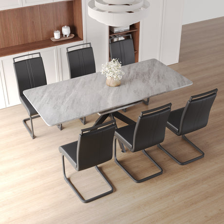 62.4' extendable 78.15' dining Table Set for 6-8 Person for Dining Room,C-shaped Tube Soft padded armless dining chair and Very large Dining Room Table Kitchen Table Chair Set with metal Legs - sold by Home Elegance USA