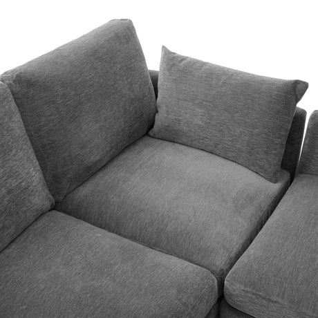 Modern Sectional Sofa Modular Sofa with Movable Ottoman, USB Ports & Phone Holder, Grey Chenille, 85.4' - sold by Home Elegance USA