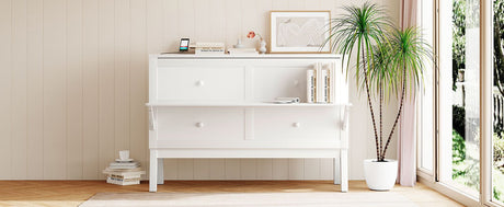 Queen Size Murphy Bed with USB Port and removable Shelves on Each Side,White - Home Elegance USA