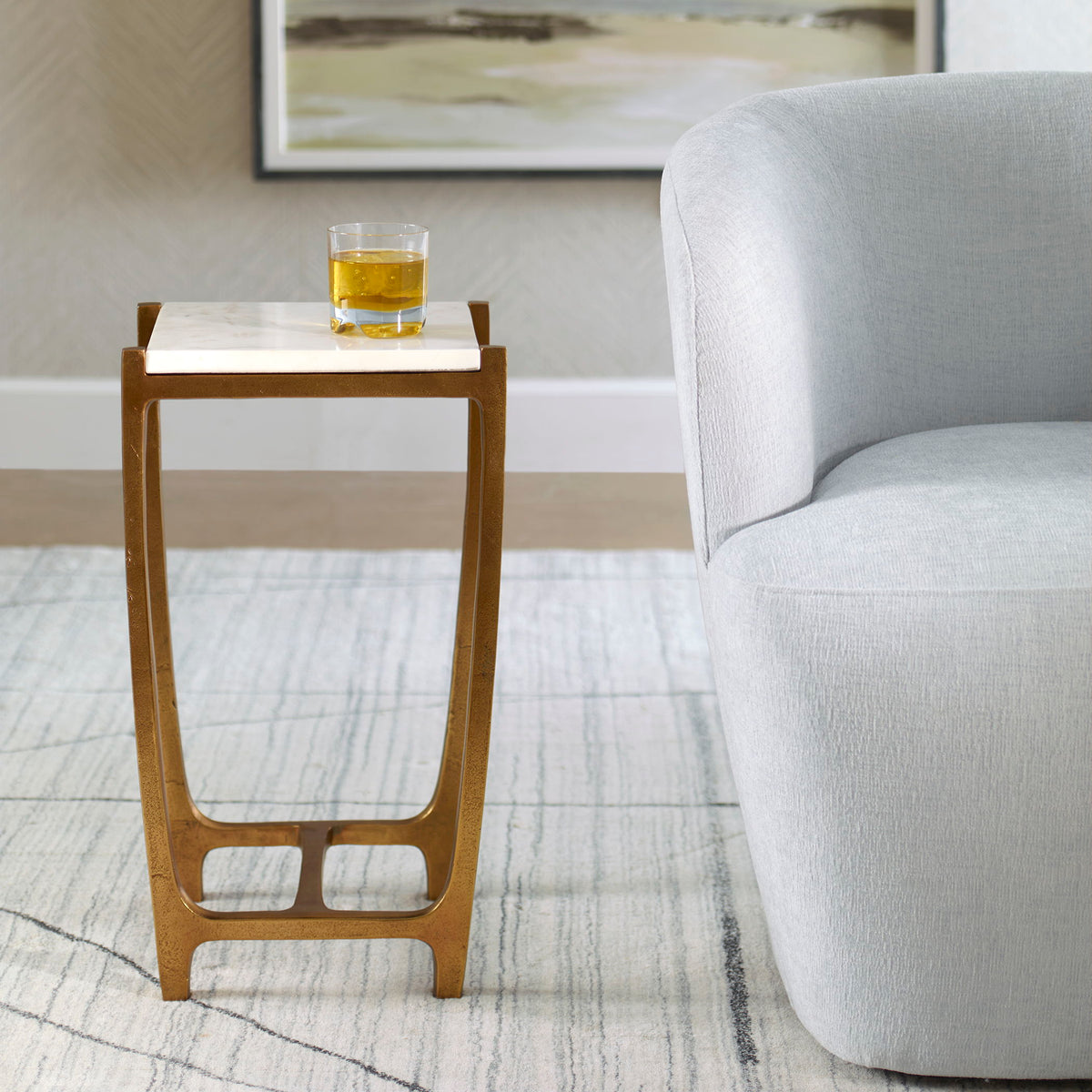 Affinity White Marble Accent Table by Uttermost - View 2