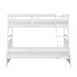 Bunk Bed Twin Over Full White Finish Sturdy Wood Frame Guard Rails Youth Bedroom Furniture 1pc - sold by Home Elegance USA