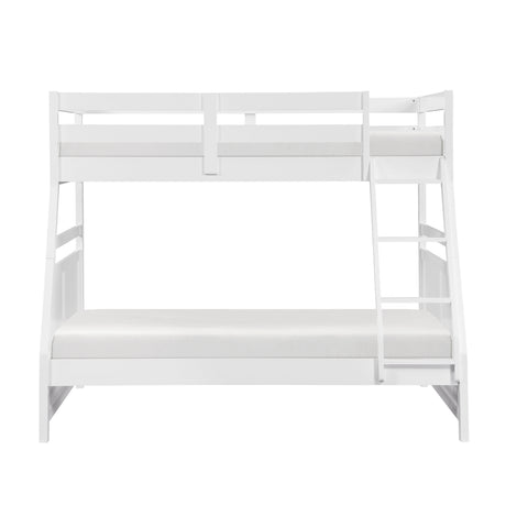 Bunk Bed Twin Over Full White Finish Sturdy Wood Frame Guard Rails Youth Bedroom Furniture 1pc - sold by Home Elegance USA