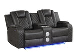 Benz LED & Power Reclining Loveseat Made With Faux Leather in Black - 659436023932 - Home Elegance USA - 2