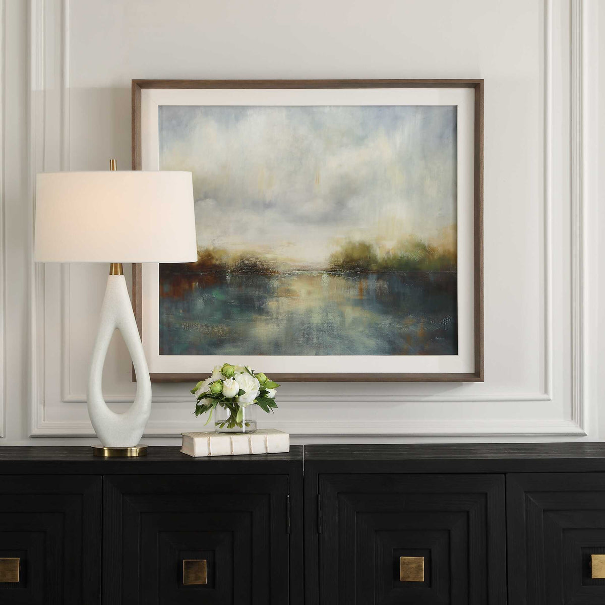 Blue Reverie Framed Abstract Lake Print - Light Brown by Uttermost - View 2