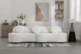 103.9" Modern Living Room Sofa Lamb Velvet Upholstered Couch Furniture for Home or Office, Beige - SG000860AAA - image - 6