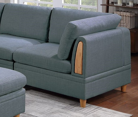 Contemporary Living Room Furniture 6pc Modular Sectional Sofa Set Steel Dorris Fabric Couch 3x Wedges 2x Armless Chair And 1x Ottomans - sold by Home Elegance USA