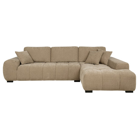 Plather Camel Upholstered Sectional Chaise Sofa - sold by Home Elegance USA