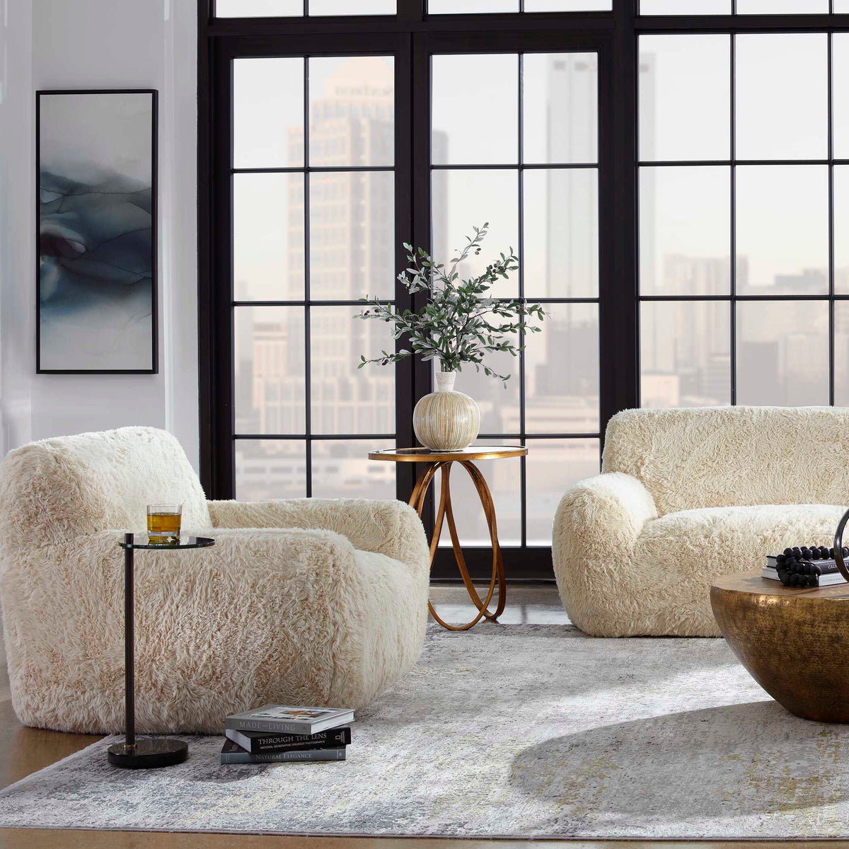 Abide Sheepskin Accent Chair - Beige by Uttermost - View 3