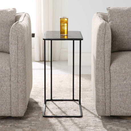 Cavern Stone & Iron Accent Table - Black by Uttermost - View 3