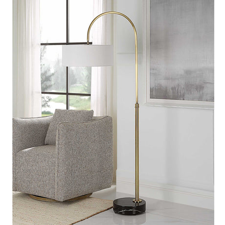 Huxford Brass Arch Floor Lamp - Yellow by Uttermost - View 3