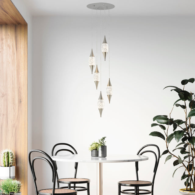 Shinny Teardrops Round Chandelier // Matte Nickel  | Finesse - Home Elegance USA