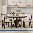 TREXM 5-Piece Retro Functional Dining Table Set Extendable Round Table and 4 Upholstered Chairs for Dining Room and Living Room (Espresso) - sold by Home Elegance USA