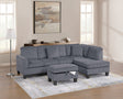 3pc Sectional Set RAF Chaise LAF Sofa Storage Ottoman Dark Gray Color Corduroy Couch Pillows Modern Living Room