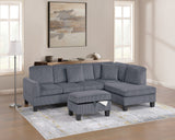 3pc Sectional Set RAF Chaise LAF Sofa Storage Ottoman Dark Gray Color Corduroy Couch Pillows Modern Living Room