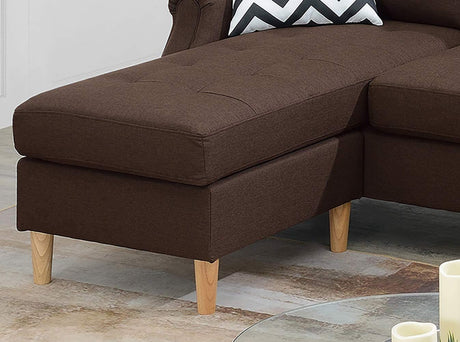 Living Room Corner Sectional Dark Coffee Polyfiber Chaise sofa Reversible Sectional - sold by Home Elegance USA