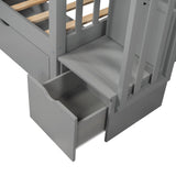Full Over Full Bunk Bed with Shelves and 6 Storage Drawers, Gray(Old SKU:LT000046AAE) - sold by Home Elegance USA