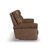 Alexander Power Reclining Sofa With Console, Power Headrest & Lumbar - Khaki Brown | Flexsteel