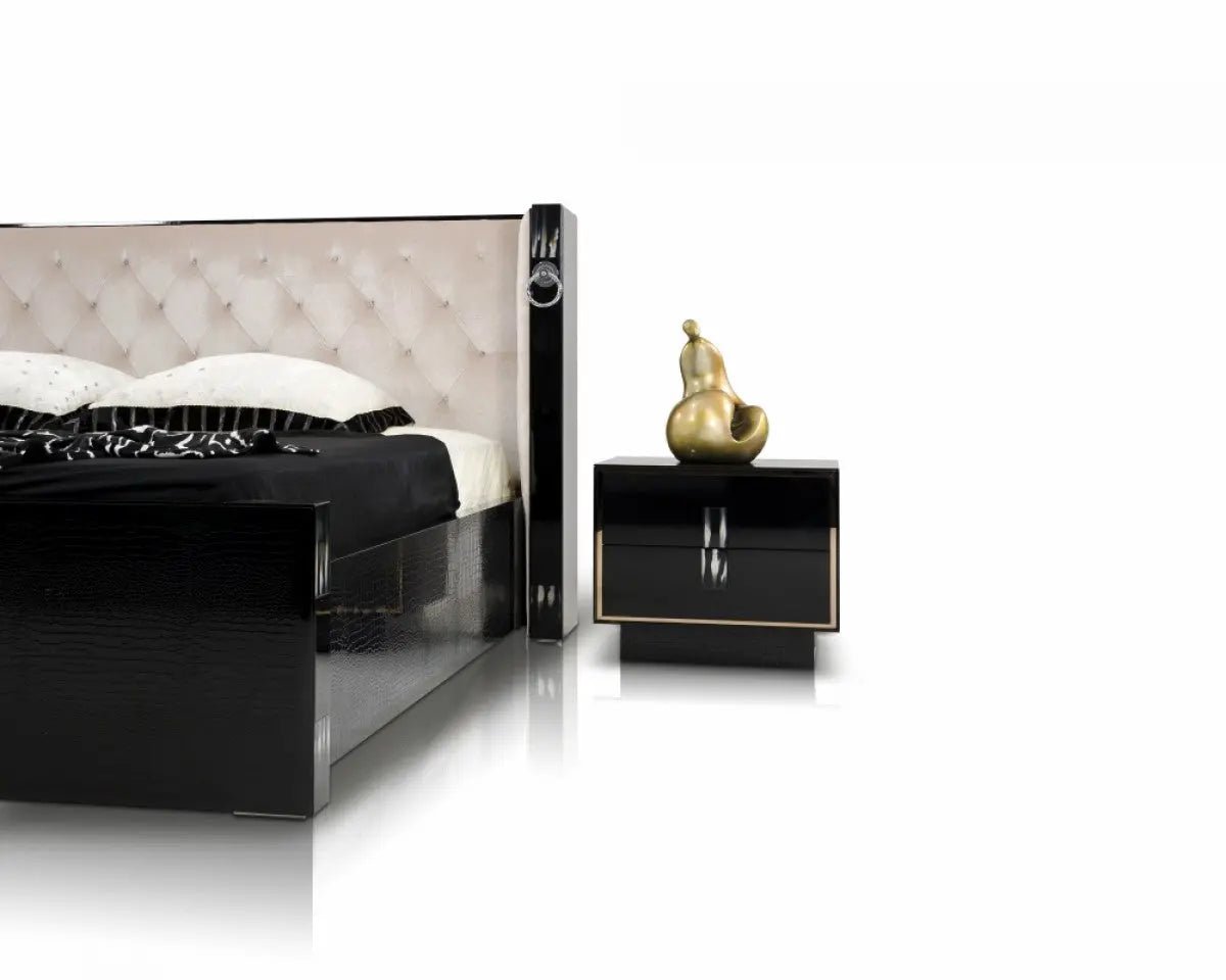 A&X Bellagio Modern Black Crocodile Lacquer Nightstand Vgunrw305 - 60 - VGUNRW305 - 60 - Home Elegance USA - 7