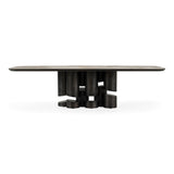 Finsbury - Modern Ceramic + Dark Grey Brass Oval Dining Table - View Image 1