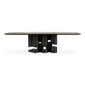 Finsbury - Modern Ceramic + Dark Grey Brass Oval Dining Table - View Image 1