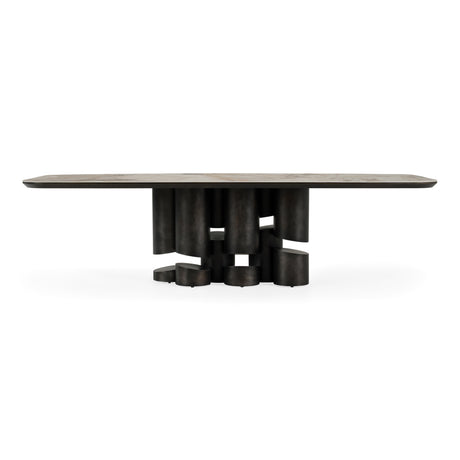 Finsbury - Modern Ceramic + Dark Grey Brass Oval Dining Table - View Image 1