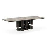 Finsbury - Modern Ceramic + Dark Grey Brass Oval Dining Table - View Image 1