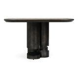 Finsbury - Modern Ceramic + Dark Grey Brass Oval Dining Table - View Image 1