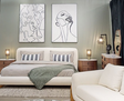 Fleury - Contemporary Cream Fabric and Walnut EK Bedroom Set - View Image 1