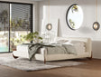 Fleury - Contemporary Cream Fabric and Walnut Bed-eastern - View Image 1