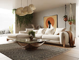 Modrest Fleury - Contemporary Cream Fabric and Walnut LAF Sectional Sofa - Home Elegance USA